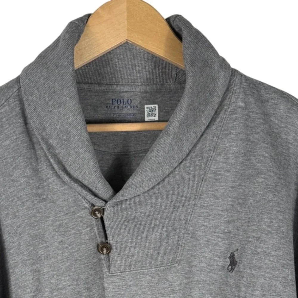 Polo Ralph Lauren Shawl Collar Pullover Sweatshirt Mens XL Grey Heather Jersey